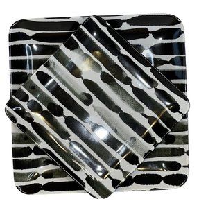 Tozai Home Trays or Modern Wall Art 10.5” & 13” Porcelain  “Brush  Strokes”